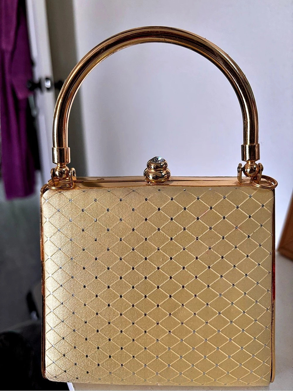 Quilted Gold Handle Bag